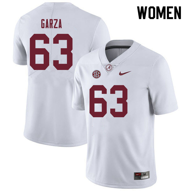 Women #63 Rowdy Garza Alabama Crimson Tide College Football Jerseys Sale-White